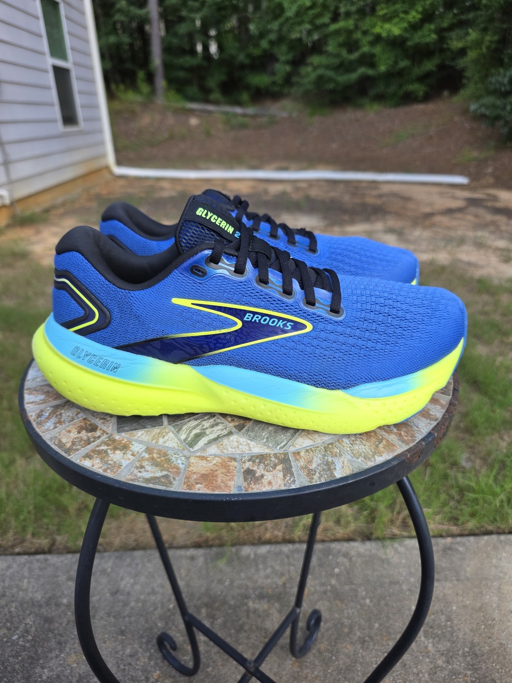 Brooks Glycerin 21 1104191D429 Blue/Neon Yellow Running Shoes Sneaker Men Sz 9.5